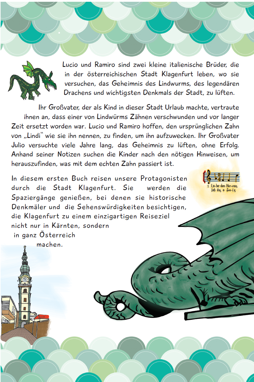 Buch: „Der geheimnisvolle Zahn des Lindwurms“ Teil1: In der Altstadt von Klagenfurt - Fester Einband - A5
