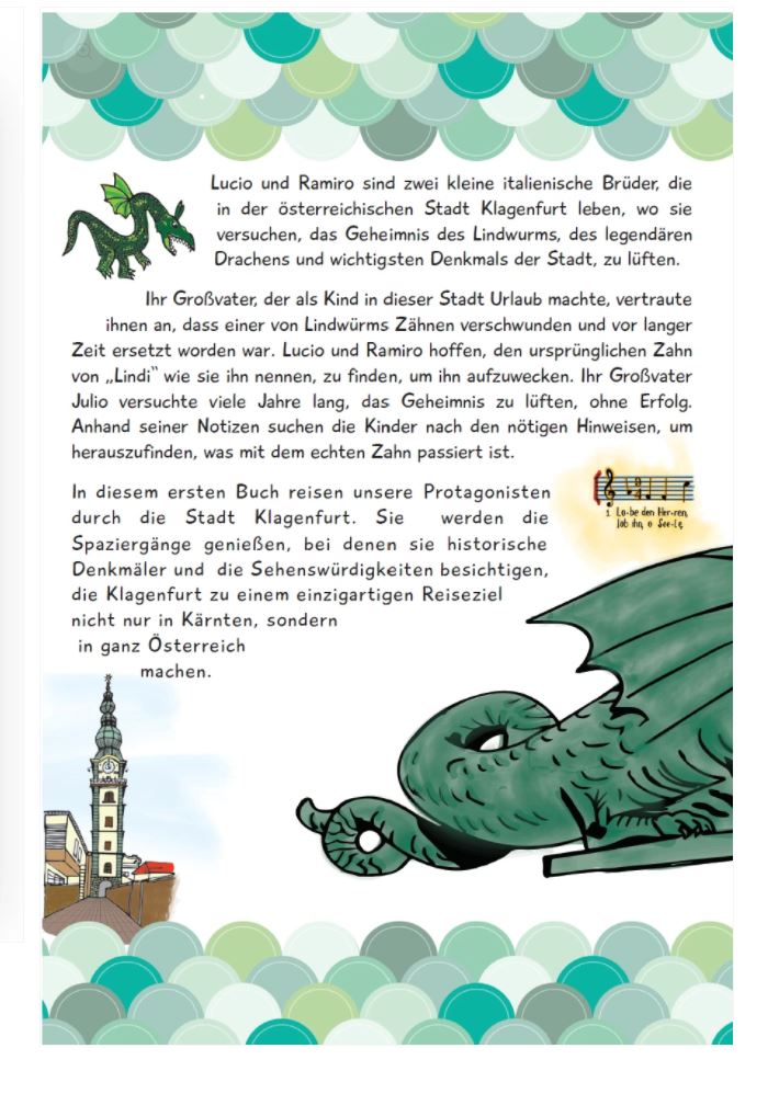 Buch: „Der geheimnisvolle Zahn des Lindwurms“ Teil1: In der Altstadt von Klagenfurt - Soft Cover - A5